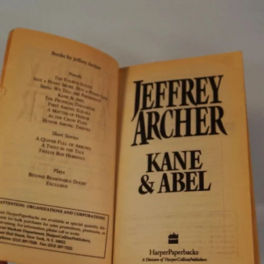 Kane and Abel by Jeffrey Archer 1993 Harper Paperback